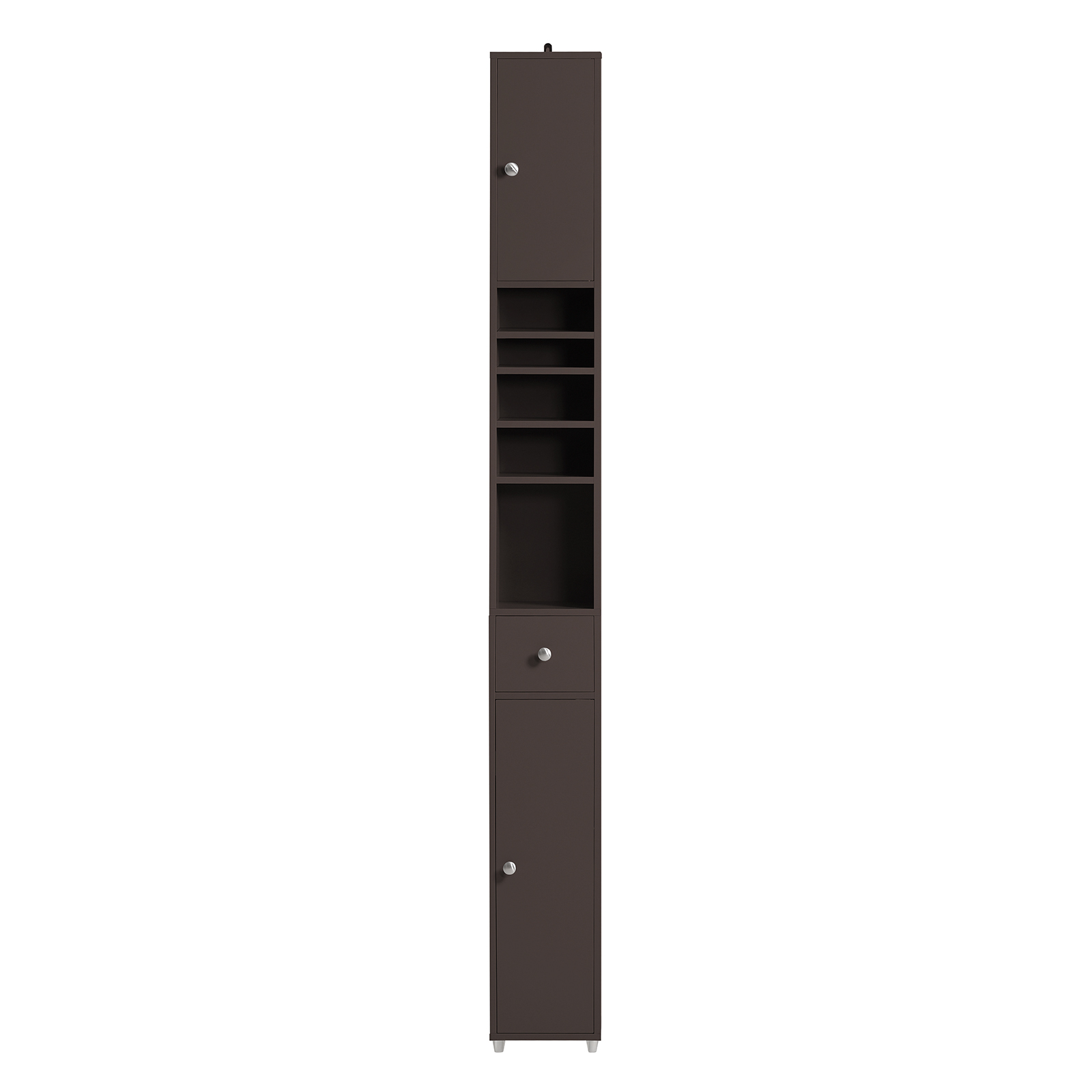 Image of SoBuy Colonna Bagno Stretta - Mobile Bagno Idrorepellente, Alto con Ripiani Regolabili e Cassetto - Armadietto Salvaspazio, MDF, Marrone scuro, 20x180x20cm, BZR34-BR