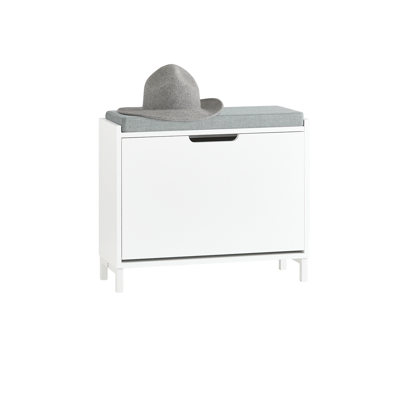 Image of SoBuy Panca Scarpiera da Ingresso - Scarpiera Salvaspazio Slim in Legno, Panca Contenitore con 1 ribalte Scarpiera 2 ripiani, 113kg di Carico, Bianco L60xP24xA52 cm FSR151-K-W