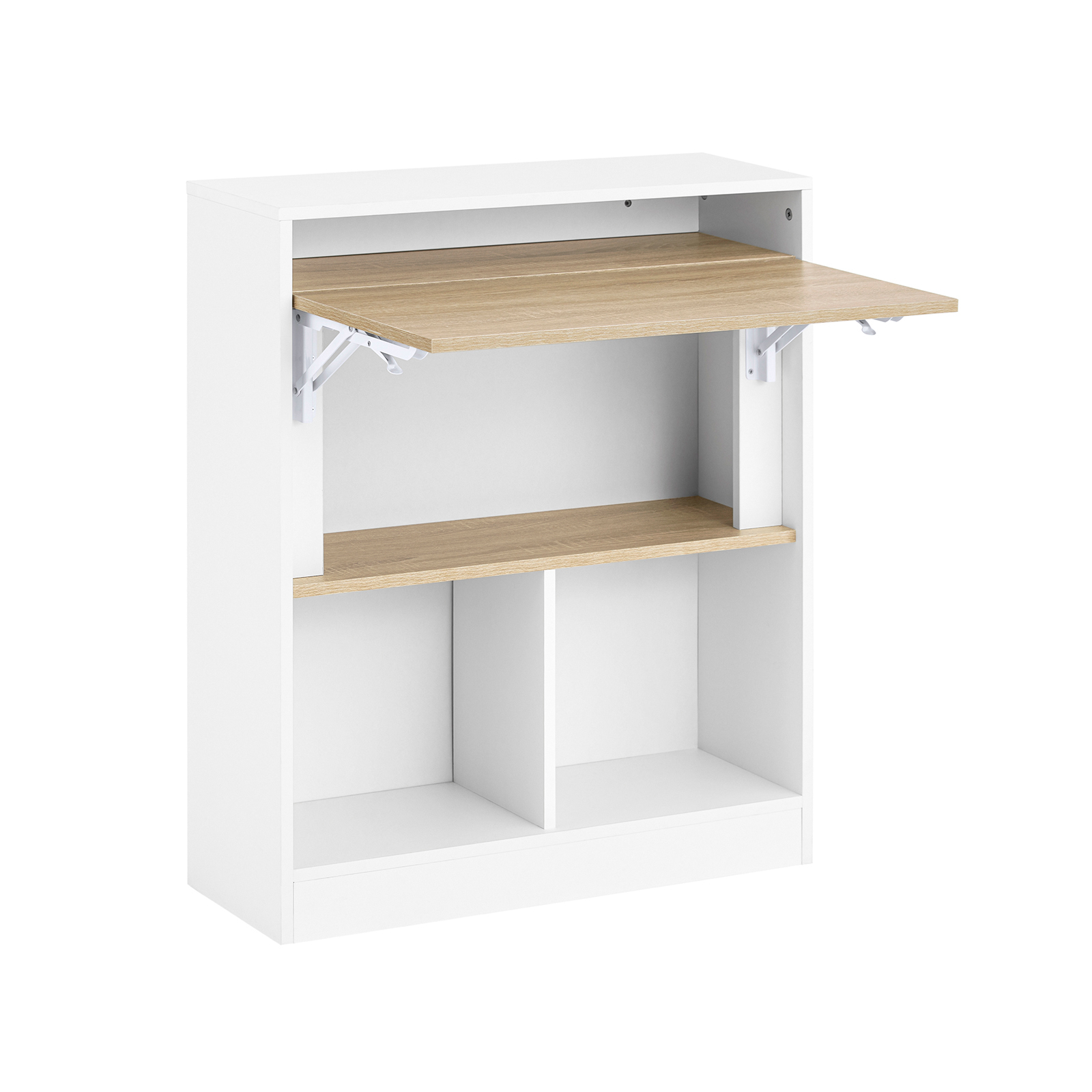 Image of SoBuy Scrivania pieghevole Tavolo per computer con ripiani Tavolo da parete con Scomparto Bianco-Naturale 70x57x85cm FWT104-WN